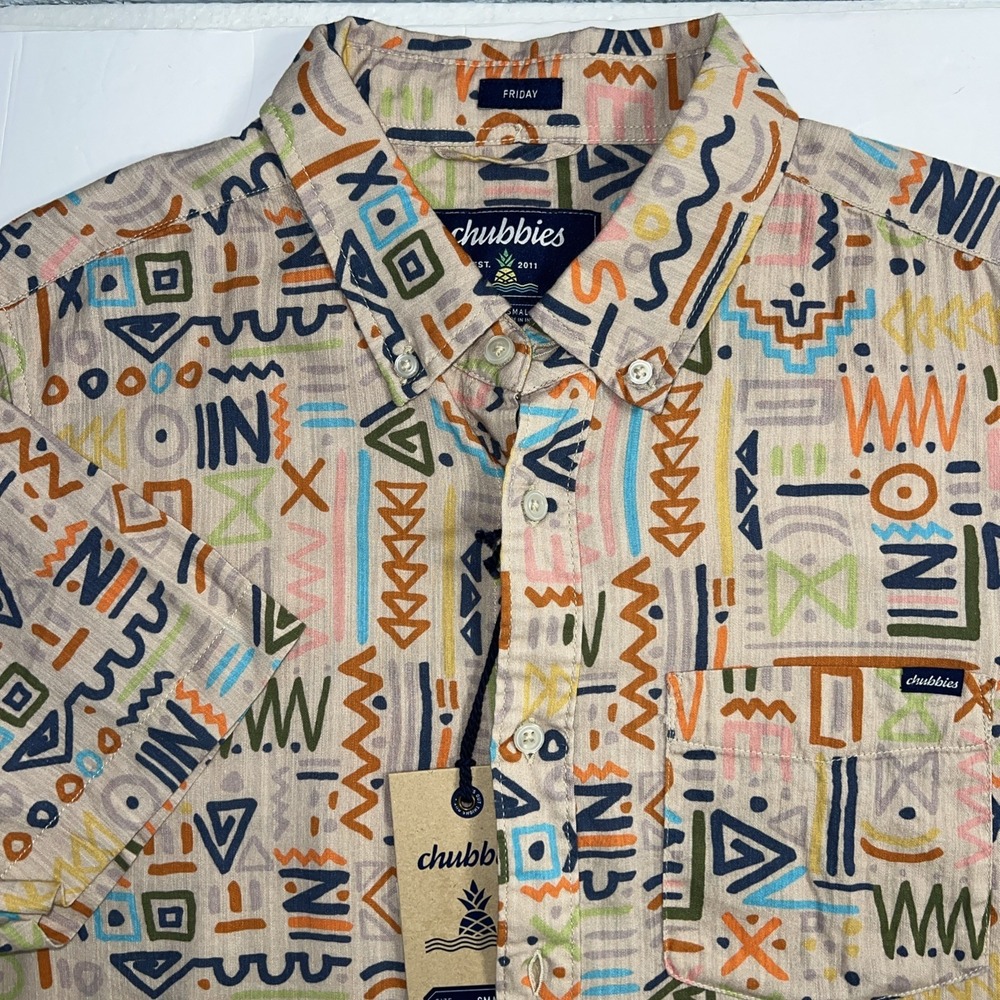 Chubbies Disco Deserts Slub Poplin Friday Shirt Men's Size Small S NEW